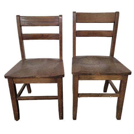 Armless Wooden Chairs - Set of 2