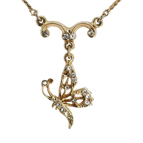 Vintage 1928 JEWELRY Victorian Revival Butterfly Pendant Necklace