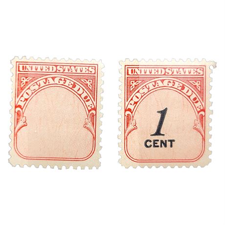 Error 1¢ Postage Due Stamp, Black Omitted