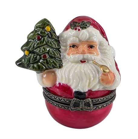 NOS Santa, Hinged Porcelain Trinket Box