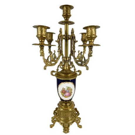Mid-Century Italian Brevettato Baroque Brass Mantle Candelabra
