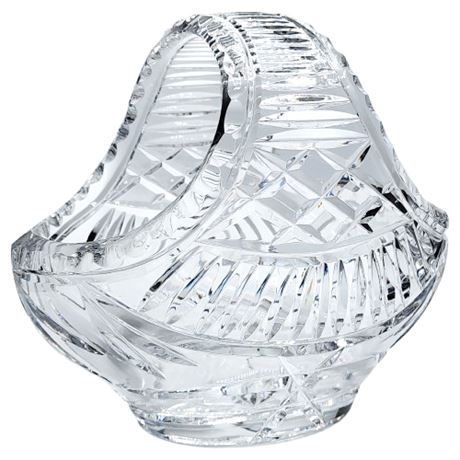 Vintage Heavy Cut Crystal Bride Basket Candy Dish