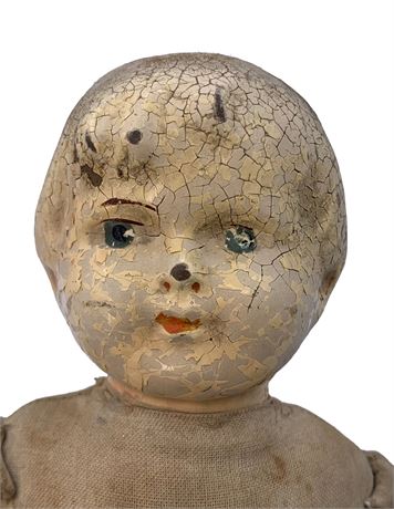 Antique Cloth Body Composition Head Doll