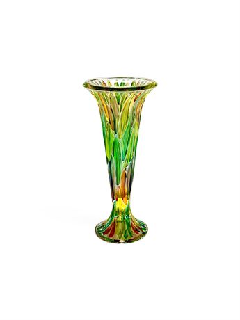 Vtg Italian Due Zeta Venezia Murano Rainbow Vase