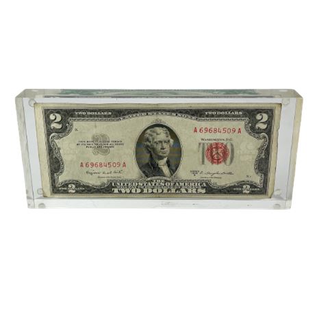 Encased 1953 $2 Red Seal Bill