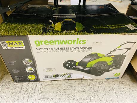 NIB Greenworks 19” 3 in 1 Brushless Lawnmower