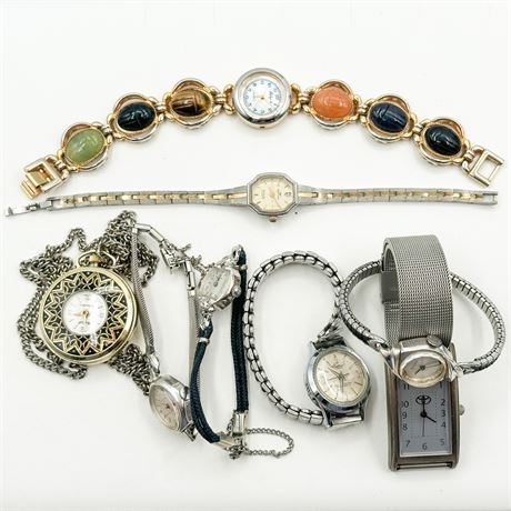 Lot of 8 Gold & Silver Tone Vintage Watches