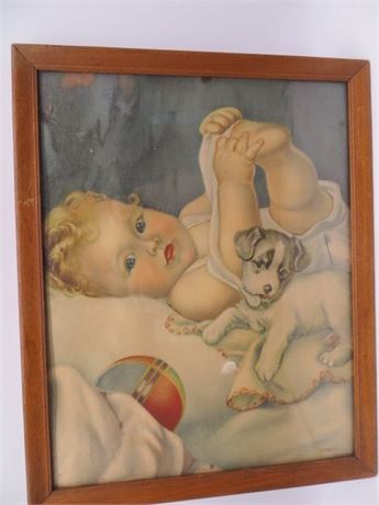 Vintage Baby Print By Loren Holmwell (?)
