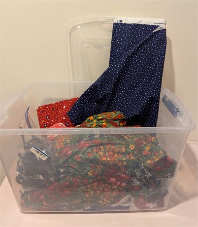 Lot of fabric w/storage container