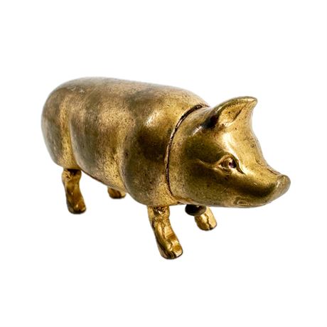 French Depose Brass Pig Lipstick Case