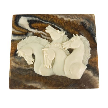 Vintage Genuine Incolay Stone Jewelry/ Trinket Box