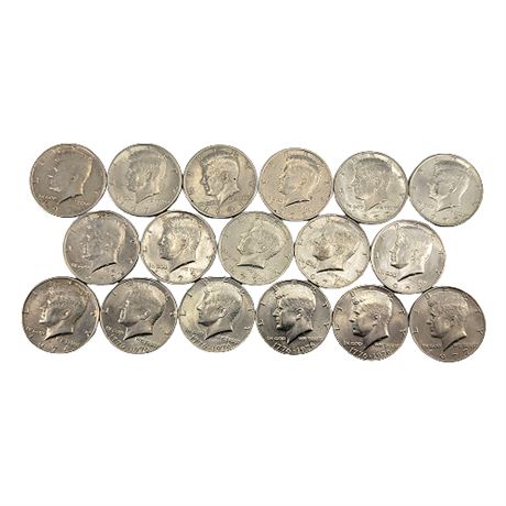 Lot of 17 Kennedy Clad Half Dollar Coins