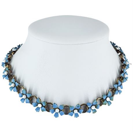 Vintage Enameled Flowers Choker Necklace