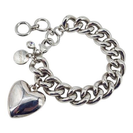 Modern CHICO'S Chunky Silver Tone Heart Bracelet