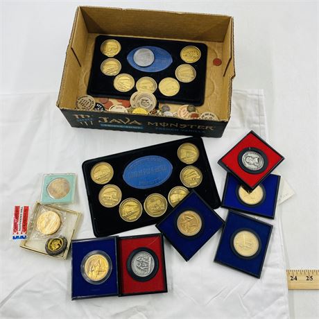 Lot of Tokens, Medallions + More