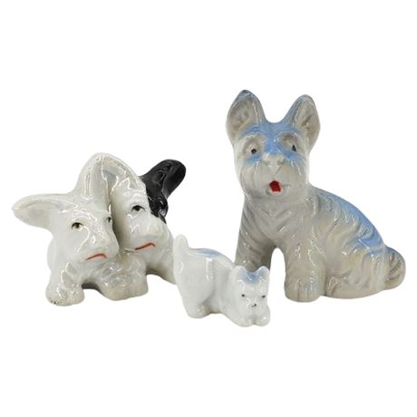 Three Vintage Ceramic Terrier Dog Figurines