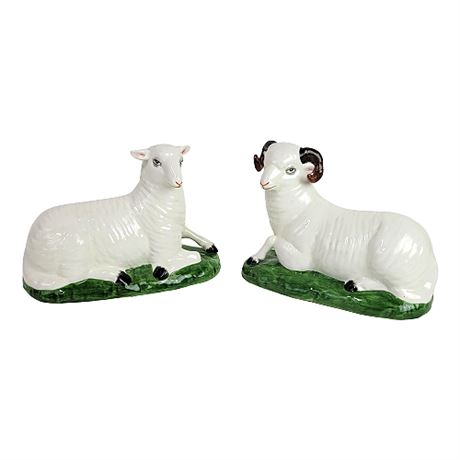 Chelsea House Porcelain Mantle Sheep Pair