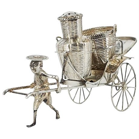 Vintage Sterling Silver Rickshaw Salt & Pepper Holder