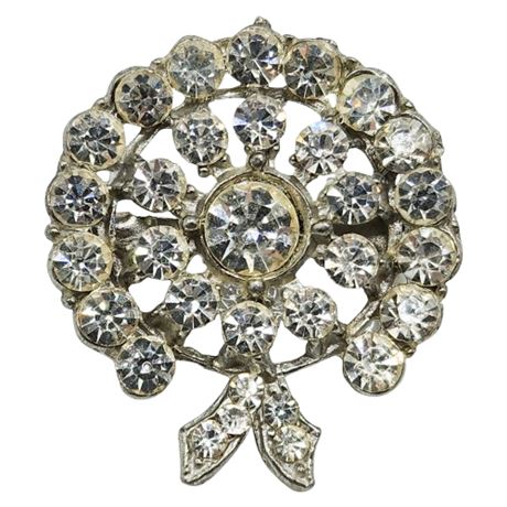 Vintage Rhinestone Wreath Brooch