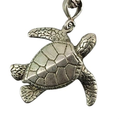 925 Sterling Italian Wyland Sea Turtle Pendant Necklace / Sterling Silver Ring