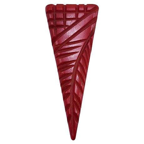 Carved Red Bakelite Triangle Brooch
