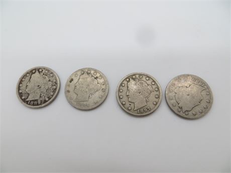 4 Liberty Head V Nickels