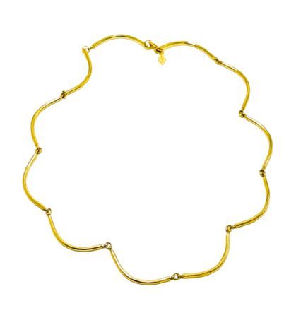 1977 Sarah Coventry Allure Scalloped Necklace - Gold Tone