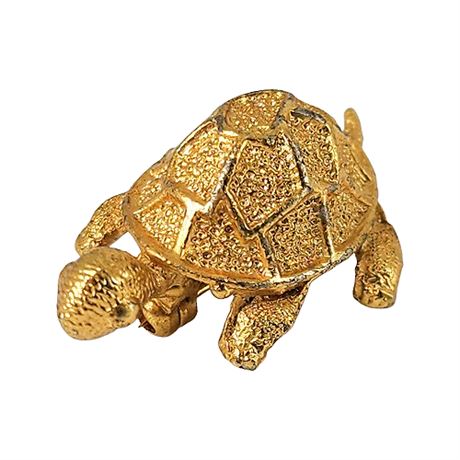 Vintage 3 Dimensional Mini Turtle Brooch