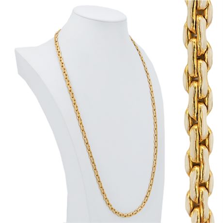 Vtg Chunky Gold Tone & Enamel C Link Chain