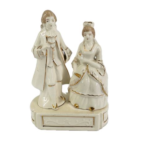 Pair of Ceramic Victorian Couple Salt & Pepper Shakers
