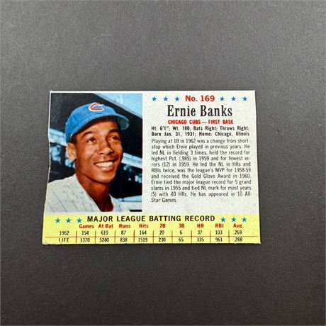 1963 Post Hand Cut Ernie Banks #169