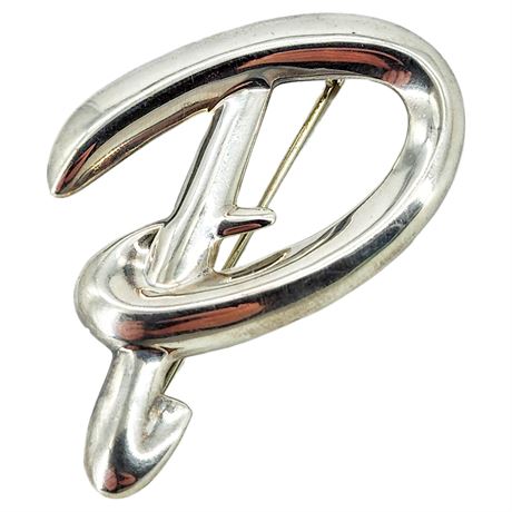 Vintage PRANDA Sterling Silver Letter "P" Monogram Brooch