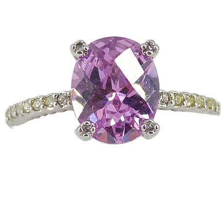 Size 10 Stamped NV Oval Center with Pave Band, Statement