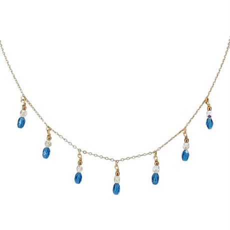 Artisan Made Gold Tone Faceted Crystal Bead Drops Necklace
