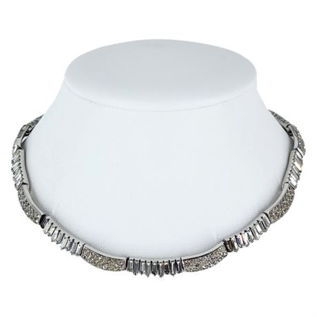 Vintage TRIFARI Rhinestone Baguette Choker Necklace