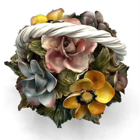 Capodimonte Porcelain Basket of Flowers