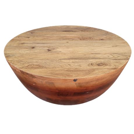 Pier 1 Imports Drum Shaped Wooden Coffee Table