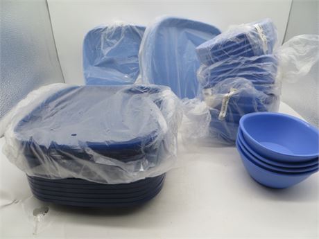 NEW VINTAGE TUPPERWARE LEGACY 12 SOUP BOWLS & 24 TRAYS