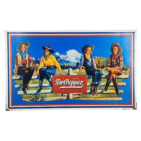 Vintage 1994 Dr. Pepper Cowgirls Tin Advertising Sign