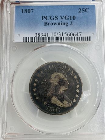 1807 Browning 2 Quarter  VG10 PCGS