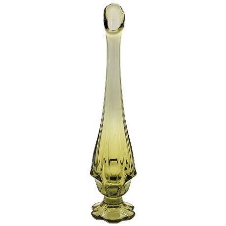 Fenton Valencia 12" Swung Glass Vase in Colonial (Avocado) Green