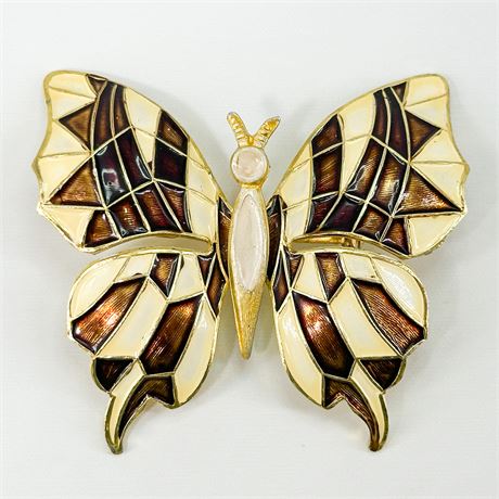 Vintage Gold-Tone & Enamel Butterfly Brooch