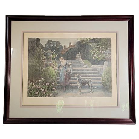 Old World Prints "The Garden" Hand Colored Engraving