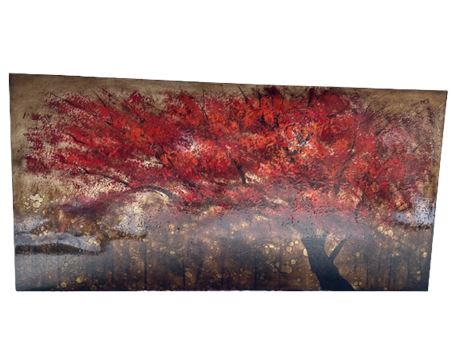 Large Wall Art Red Maple on Canvas with High Gloss 5' Wide