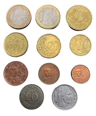 10pc Vntg International Italian & Euro Coin Lot