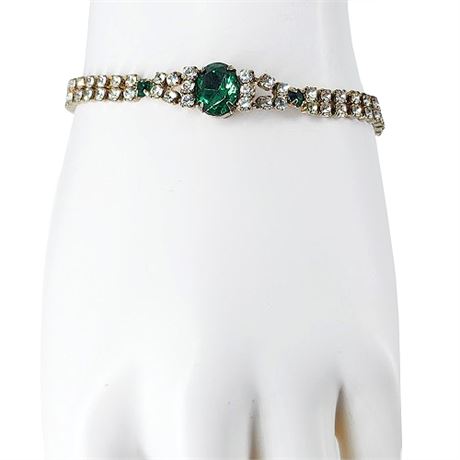 Signed Vintage LIND Silver Plated Rhinestone Bracelet