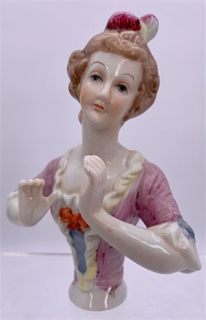 Hand Painted Bisque Regency Style Boudoir Doll Lamp Torso