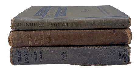 3 Antique English & Arithmetic School Books