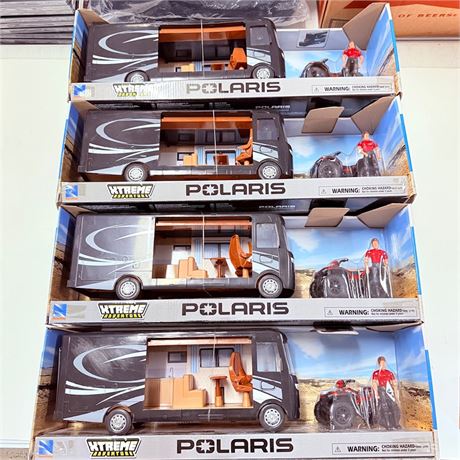 4 New 1:32 Polaris Xtreme Off-road 4 Wheeler + RV Sets