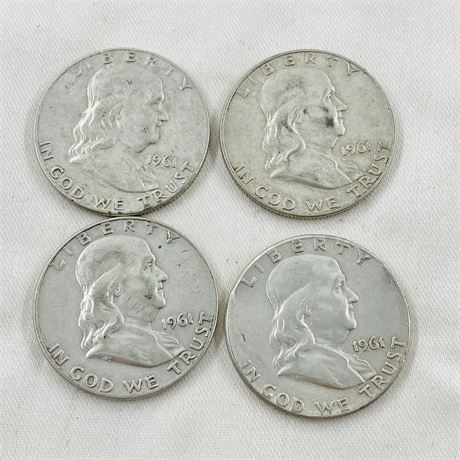 4 - 1961 Franklin Half Dollars